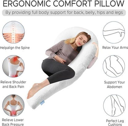 Body Pillow for Adults, Swan Bed Pillow Insert for Sleeping, White, 49 In - color: White Tencel