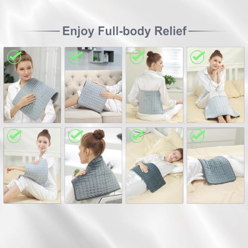 Heating Pad,Electric Heating Pads,Heating Pad for Back,Silvergray,24x12In - color: Silvergray, size: 24x12 Inch