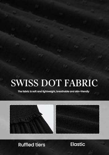 PRETTYGARDEN Womens Summer Dresses Boho Maxi Swiss Dot Dress - color: Black, size: X-Large