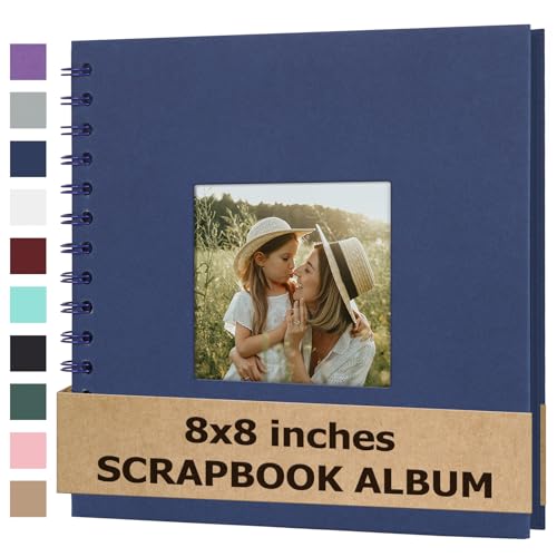 Scrapbook Album 8x8 Inches Hardcover Kraft 40 Pages Blue - color: Blue, size: 8"x8" 20 Sheets