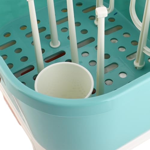 Ejoyous Baby Bottle Drying Rack Organizer, Nursing Bottle Storage Box, Compact Household Dust Proof Draining Thickened Plastic Bottle Holder Box for Home Travel (Green) - color: Green