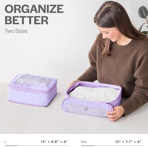 Aerotrunk Compression Packing Cubes for Travel, 2-Pack, Purple - color: Purple, size: 2-Pack
