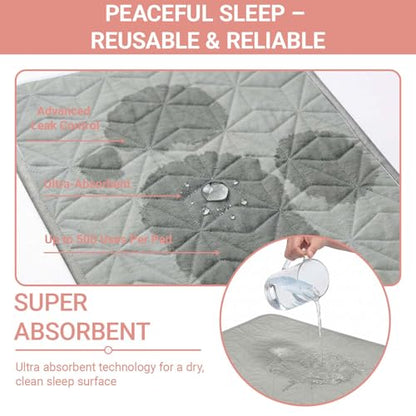 2 Pack Quilted Waterproof Pads for Bed Washable 34x36 Inch Gray - color: Gray, size: 34"x36"