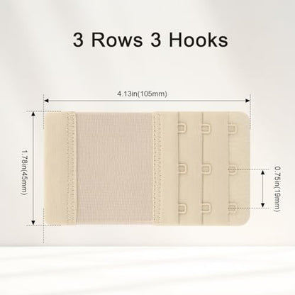Meliya Women's Bra Extenders 3 Hook, Comfortable Soft Stretchy Back Bra Extension Strap - color: 3pack Skin Color