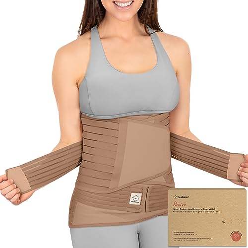 3 in 1 Postpartum Belly Support Recovery Wrap Band (Warm Tan, M/L) - color: Warm Tan, size: M/L, Waist 25"-35”
