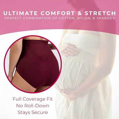 Be Relax Maternity Briefs - Pregnancy Underwear for Women - Over Bump Pregnancy Undergarment - Maternity Panties 2 Pack - color: Wine, size: Medium