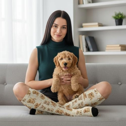 Cute Dog Compression Socks Women Men, Dog Lover Gift - color: Goldendoodle