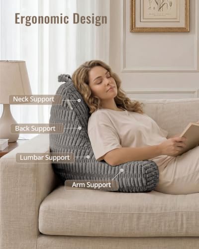 Blissful Diary Reading Pillow for Bed, Back Pillow Sitting Up, Dark Gray - color: Textured Dark Gray, size: Large(20inch)