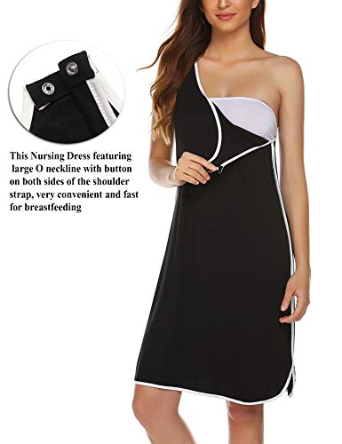 Labor and Delivery Gown Maternity Dress Breastfeeding Nursing Nightgown - color: Black, size: Small