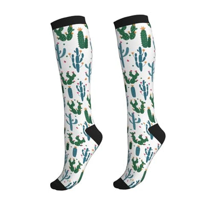 Crazy Fun Compression Socks, Unisex Knee High Support Socks - color: Cactus