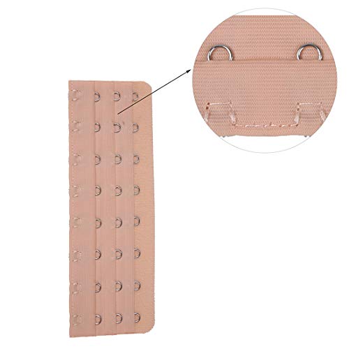 Bra Extender Ladies Bra Strap Extension 8 Hook 3 Rows Buckle Adjustable 2pcs - color: Dark Beige, size: 8 Hooks