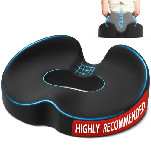 TushGuard Donut Pillow Seat Cushion Memory Foam Lifting Cushions, Black - color: Black