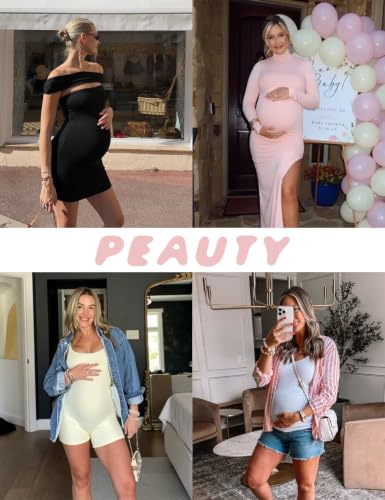 Peauty Seamless Maternity Shapewear Shorts for Dress, Belly Support Pregnancy Underwear for Photography Baby Shower - color: Black, size: Medium