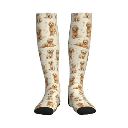 Cute Dog Compression Socks Women Men, Dog Lover Gift - color: Goldendoodle