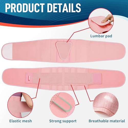 FEATOL Back Brace for Women & Men, Lower Back, Sciatica Pain Relief - color: Pink, size: Small/Medium (24.4"-29.8")