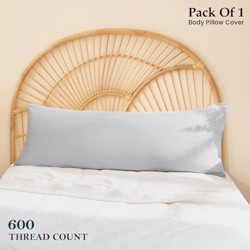 Body Pillow Cover 20x48 Silver Grey 600 TC 100% Egyptian Cotton - color: Silver Grey, size: 20" x 48" (Pack of 1)
