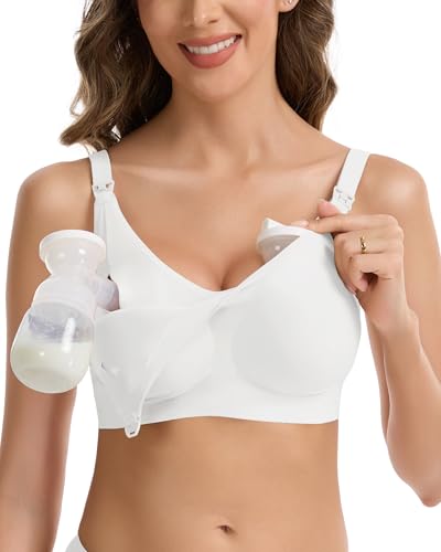 Vinfact Pumping Bra Hands Free Comfort Wireless Seamless Breast Pump Bra - color: White, size: Small