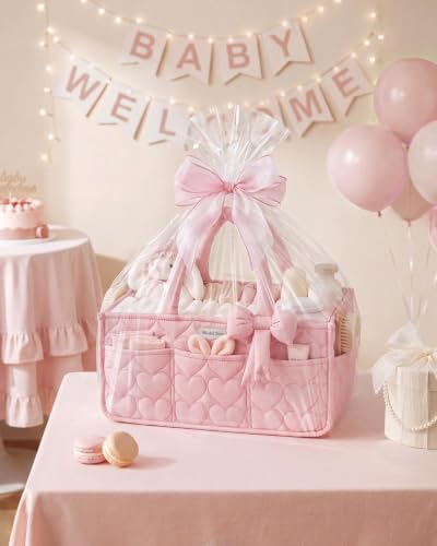 Blissful Diary Baby Diaper Caddy Organizer, Heart-Quilted, Light Pink - color: Heart Light Pink