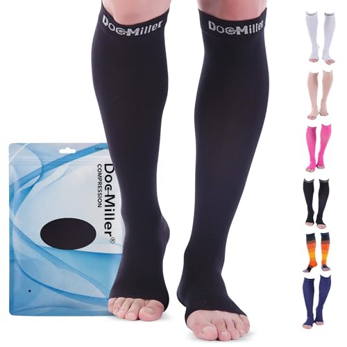 Doc Miller Open Toe Compression Socks 8-15 mmHg for Women & Men, 1 Pair - color: Black, size: Small
