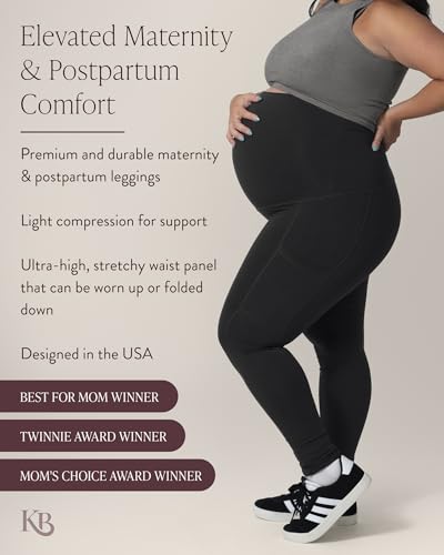 Kindred Bravely Louisa Maternity Leggings with Pockets Pregnancy Postpartum - color: Black With Pockets, size: Small