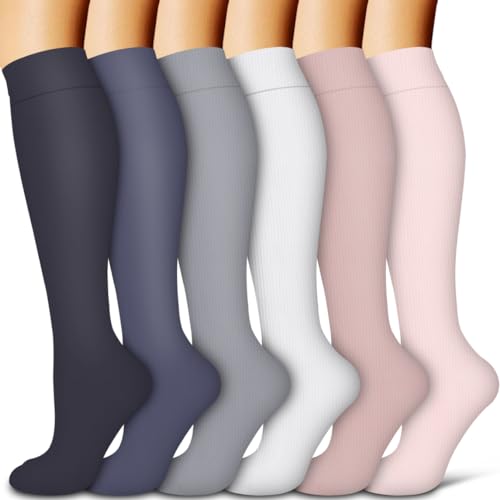 Laite Hebe Compression Socks for Women & Men Circulation(6 pairs)-Graduated Supports Socks for Running, Athletic Sports - color: 06-multicoloured5, size: Large-X-Large