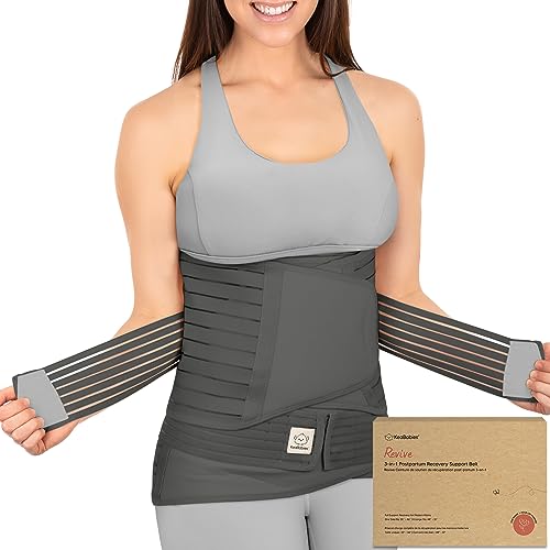 3 in 1 Postpartum Belly Support Recovery Wrap Band (Mystic Gray, M/L) - color: Mystic Gray, size: M/L, Waist 25"-35”