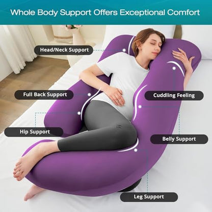 Cooling Pregnancy Pillows for Sleeping, 65'' Full Body Pillow, Purple - color: Purple, size: 65 Inch