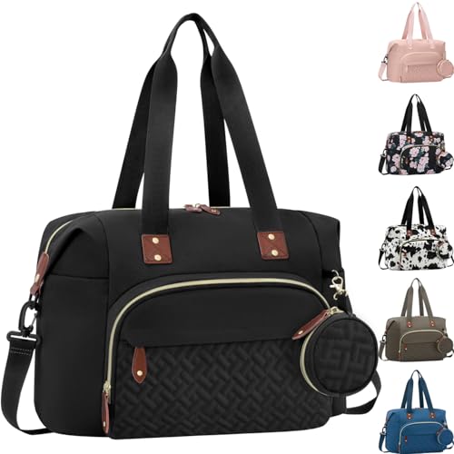 Tenot Diaper Bag Tote, Baby Diaper Bag with Pacifier Case Black - color: Black, size: Large