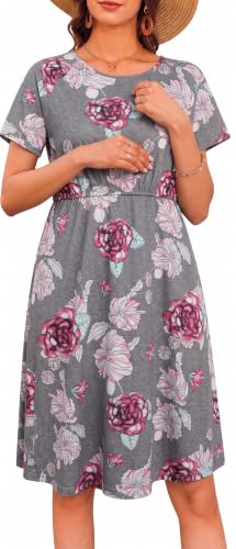 Women's Maternity Nursing Nightgown with Double Layer Breastfeeding Design - color: Red, size: XX-Large