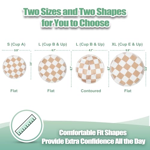 wegreeco Nursing Breast Pads (14 Pack) + Laundry Bag & Travel Storage Bag, 4.7 inch Option - Washable & Reusable Breastfeeding Nursing Pads (Light Coffee Checkerboard, Large, Plain Shape) - color: Light Coffee Checkerboard, Plain Shape, size: Large