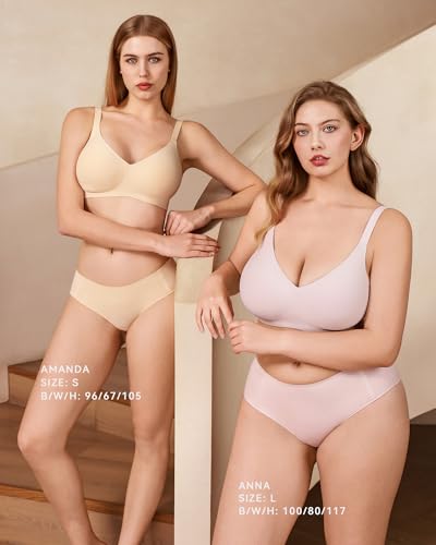 VQJ Women's Wireless Push Up Bra, Jelly Seamless Full Coverage T-Shirt Bra - color: Blush Pink, size: Medium