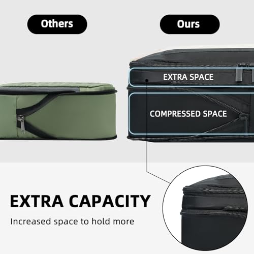 BAGAIL 4 Set/6 Set/8 Set Compression Packing Cubes Travel Accessories Expandable Packing Organizers (Square Mesh, 06-Black) - color: 06-Black, style: Square Mesh