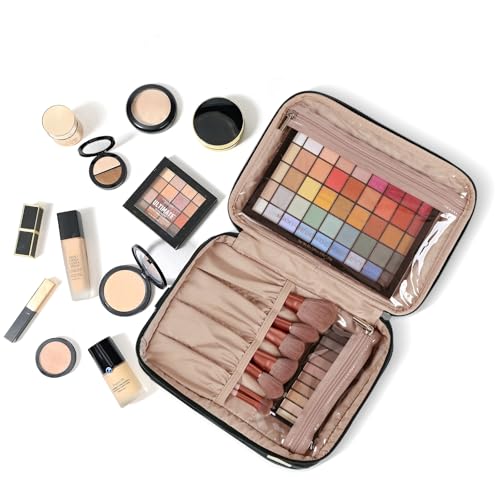 NISHEL Large Makeup Bag Organizer, Double Layer Cosmetic Travel Case - color: Black, size: Extra Large