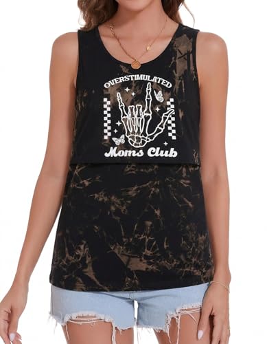 FASHGL Nursing Tank Tops Women Sleeveless Double Breastfeeding Shirts - color: Tie-dye, size: Medium