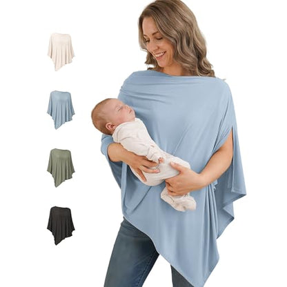 Konssy Rayon Made from Bamboo Nursing Cover for Breastfeeding - color: Blue