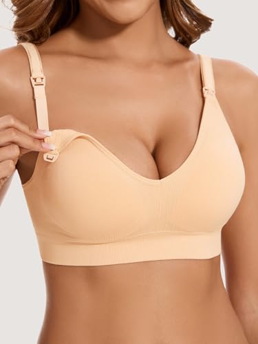 HBselect Nursing Bras for Breastfeeding 5Pack Women Maternity Bras - color: 5pack(black/Blue/Purplebean/Nude/Pink), size: Medium