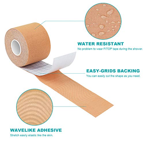 Elastic Kinesiology Tape 4 Rolls Uncut Multipack (Beige/Blue/Pink/Black)