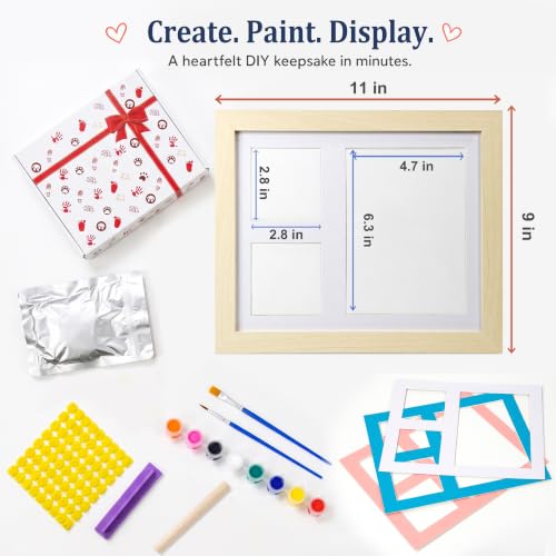 MICKYU Baby Hand and Footprint Kit, Clay Keepsake Frame - color: Natural Wood