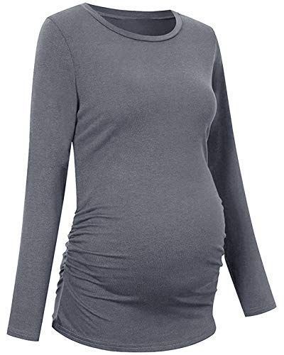 Chuanqi Womens Maternity Shirt Fall Long Sleeve T-Shirts Pregnancy Clothes - color: A-grey, size: Medium