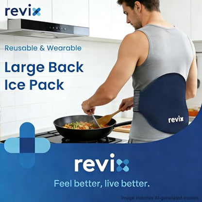 REVIX Extra Large Lower Back Ice Pack Wrap, 2 Pack Gel Wrap for Lumbar - color: Blue