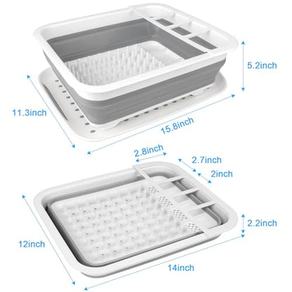Collapsible Dish Drying Rack Portable Dish Drainers for Kitchen Counter with Drainboard, Kitchen Sink Organizer Basket RV Accessories Camper Storage and Organization Dish Rack Over Sink Drying Rack