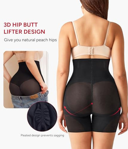 Nebility Shapewear Tummy Control High Waisted Butt Lifting Panties - color: Black, size: Large