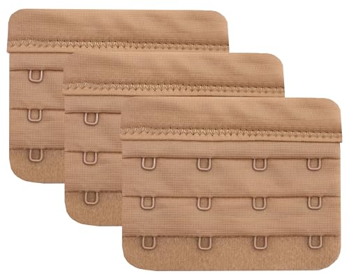 Women Bra Extenders 2 Hook/3 Hook/4 Hook Soft Bra Strap Extension - color: Bra Extender 4 Hook Beige 3pcs