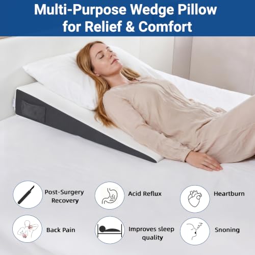 FSA Eligible 31" Extra-Long Wedge Pillow for Sleeping, Reflux,Snoring,White - color: White