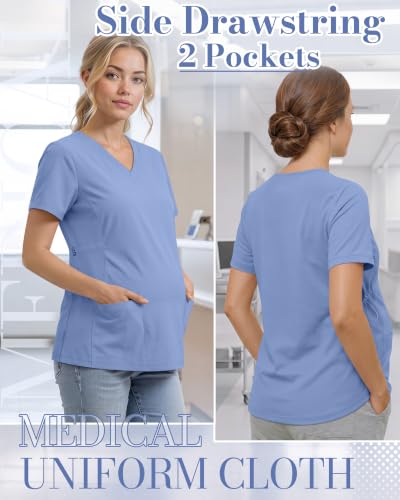 Neer Women's Maternity Scrub Top - color: Light Blue, size: Small