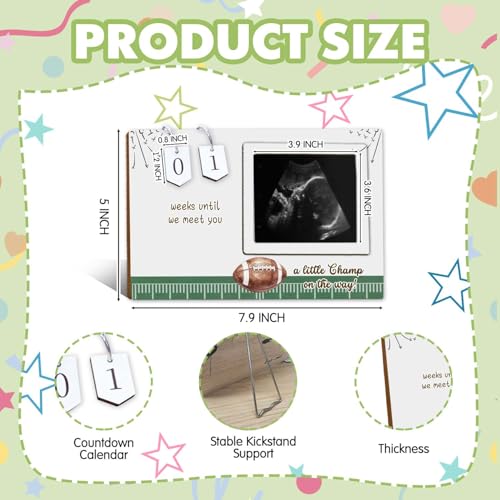 Football Baby Shower Decorations,Baby Sonogram Picture Frame, Ultrasound Photo Frame with Sports Babies Countdown Weeks,Great Gifts for Expecting Football Fans,Little MVP Gender Reveal Decorations - size: football