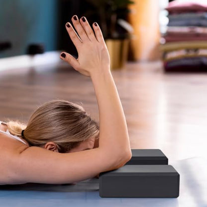 9"x6"x3" Yoga Block, 2 Pcs Soft Non-Slip Foam Blocks Supportive - color: Black