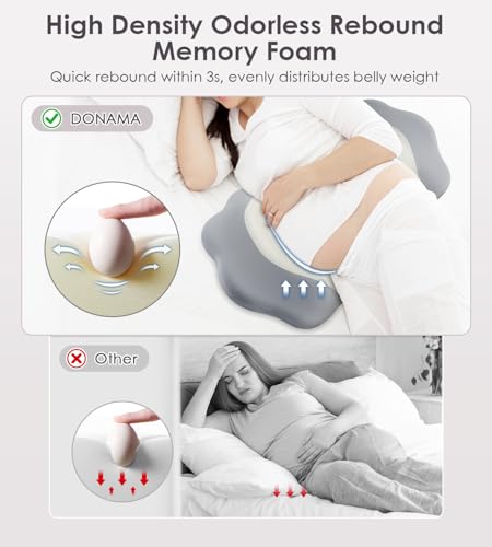 DONAMA Pillow for Sleeping Memory Foam Pregnancy Pillow for Side Sleepers - color: White Gray