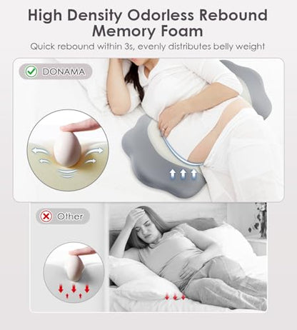 DONAMA Pillow for Sleeping Memory Foam Pregnancy Pillow for Side Sleepers - color: White Gray