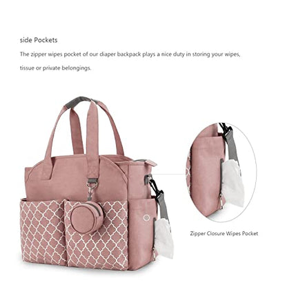 Diaper Bag Tote Large Baby Changing Bag with Changing Station - color: Pink